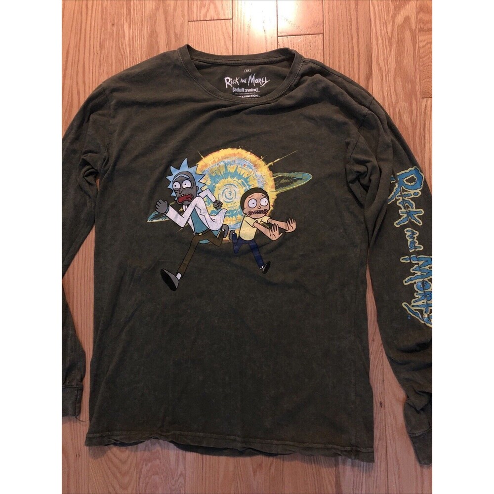 Rick and Morty Green Long Sleeve Shirt T-Shirt Ripple Junction Size Medium